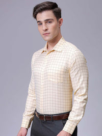 The Indian Garage Co. X Luxe Men Slim Fit Cutaway Collar Grid Tattersall Checked Formal Shirt