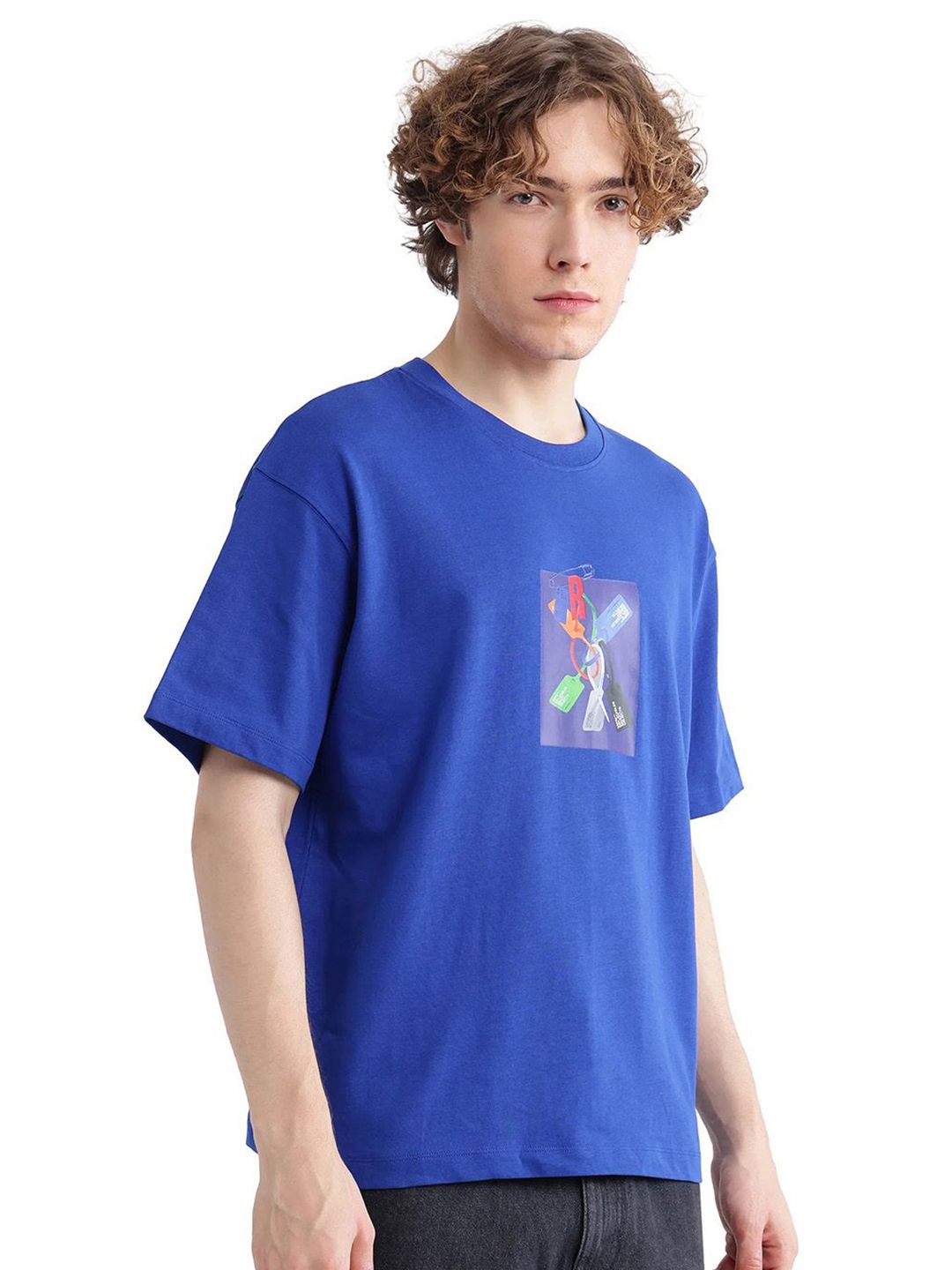 RARE RABBIT Men Graphic Printed Round Neck Cotton T-shirt