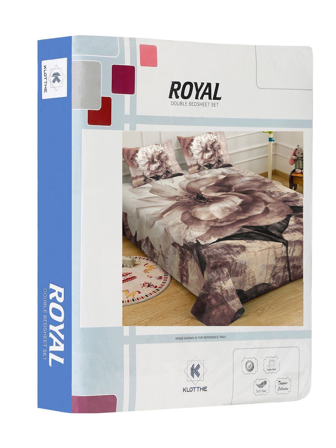 KLOTTHE Brown Floral Printed 400 TC King Superfine Bedsheets