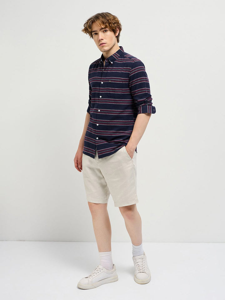THE BEAR HOUSE Men Pure Cotton Slim Fit Striped Casual Shirt