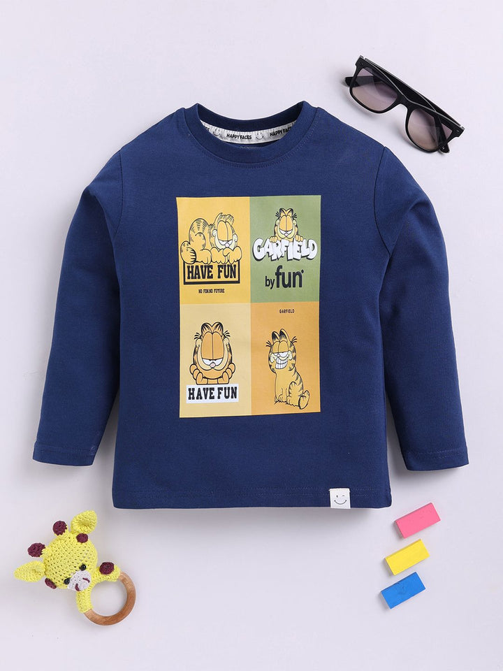 Happy Faces Boys Garfield Printed Pure Cotton T-shirt
