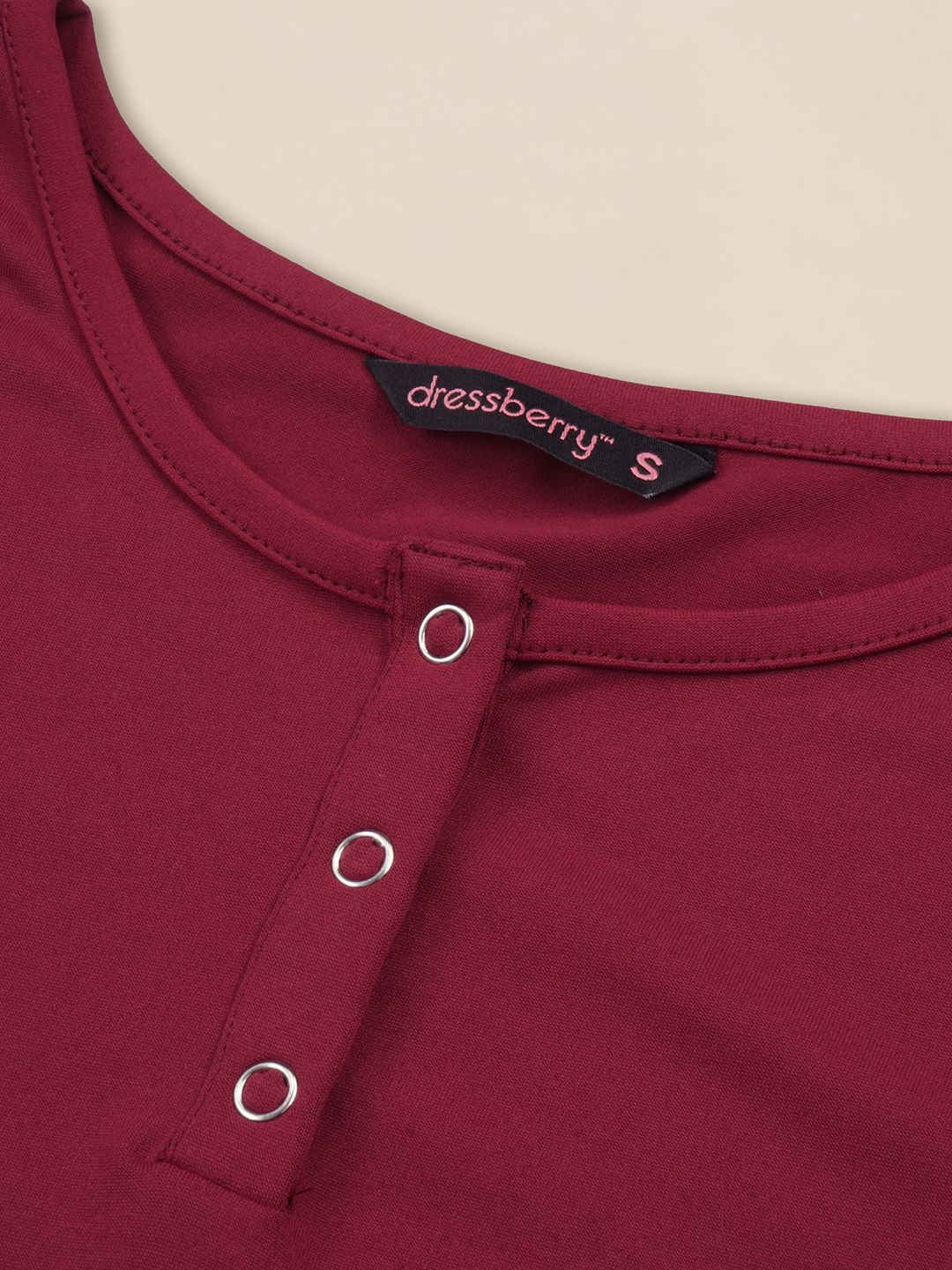 DressBerry Henley Neck Ribbed Top