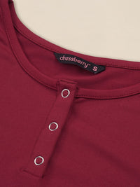 DressBerry Henley Neck Ribbed Top