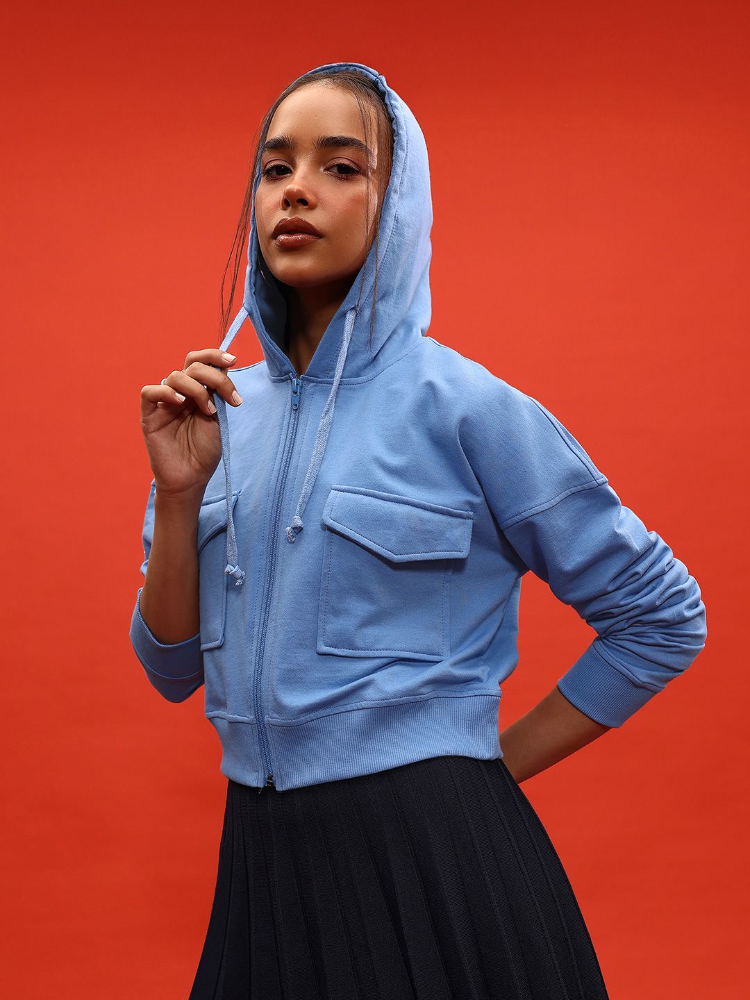 DressBerry Hooded Pocket Detail Relaxed Sweatshirt