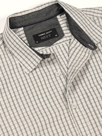Thomas Scott Men Smart Spread Collar Micro Checked Cotton Slim Fit Casual Shirt