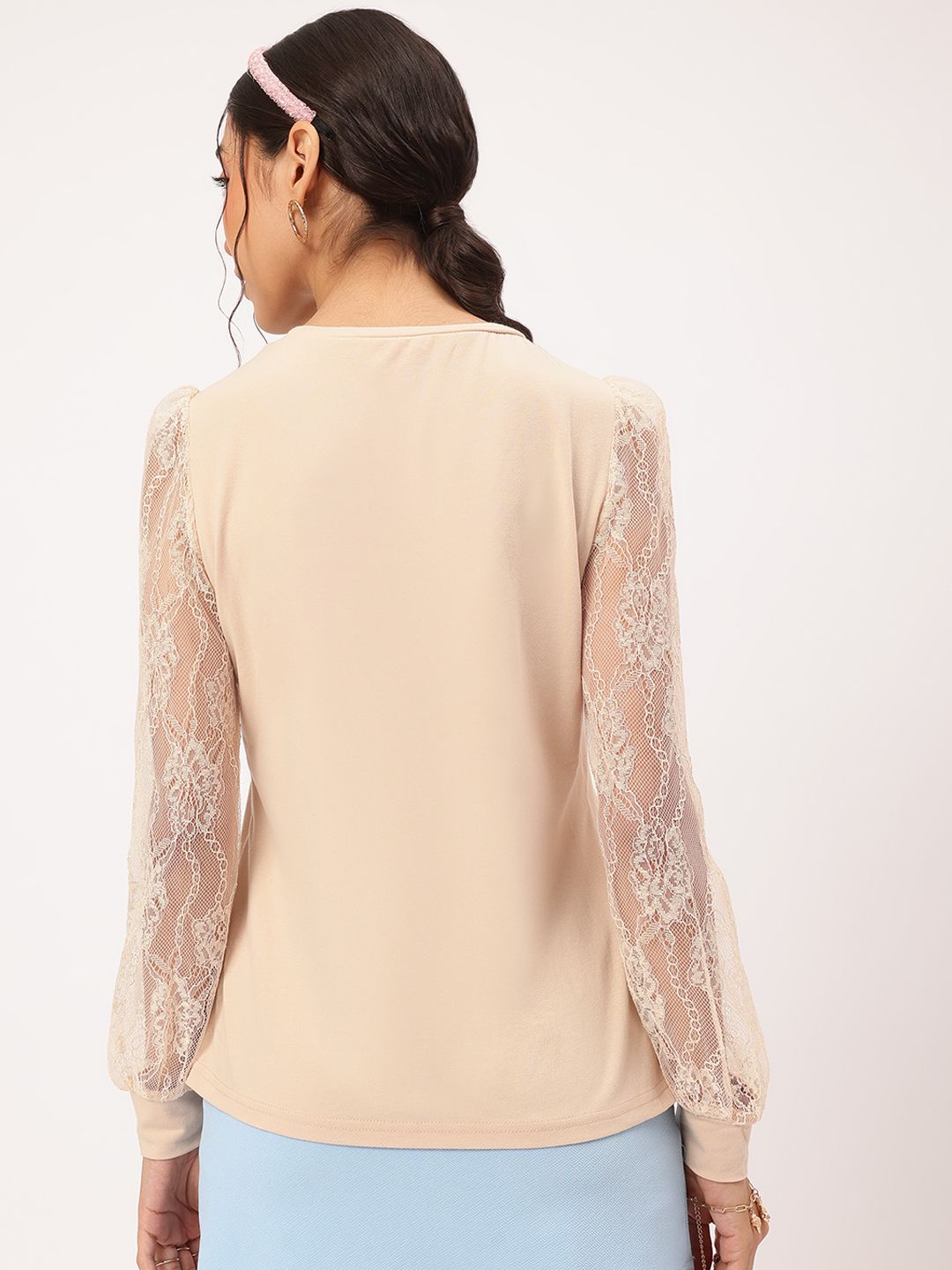 DressBerry Sleek Ascent Lace-Detail Top