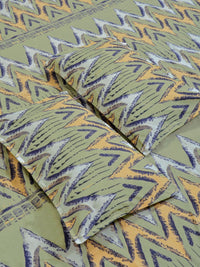 Myntra Elegant Homes Green & Blue Geometric 300 TC King Bedsheet with 2 Pillow Covers