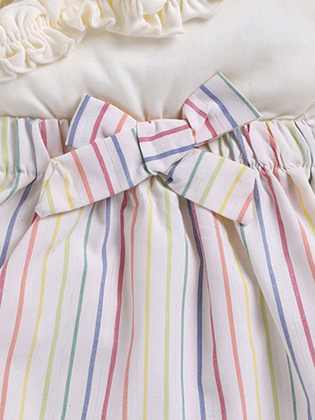 Moms Love Infant Girls Striped Pure Cotton Dress with Bow Detail