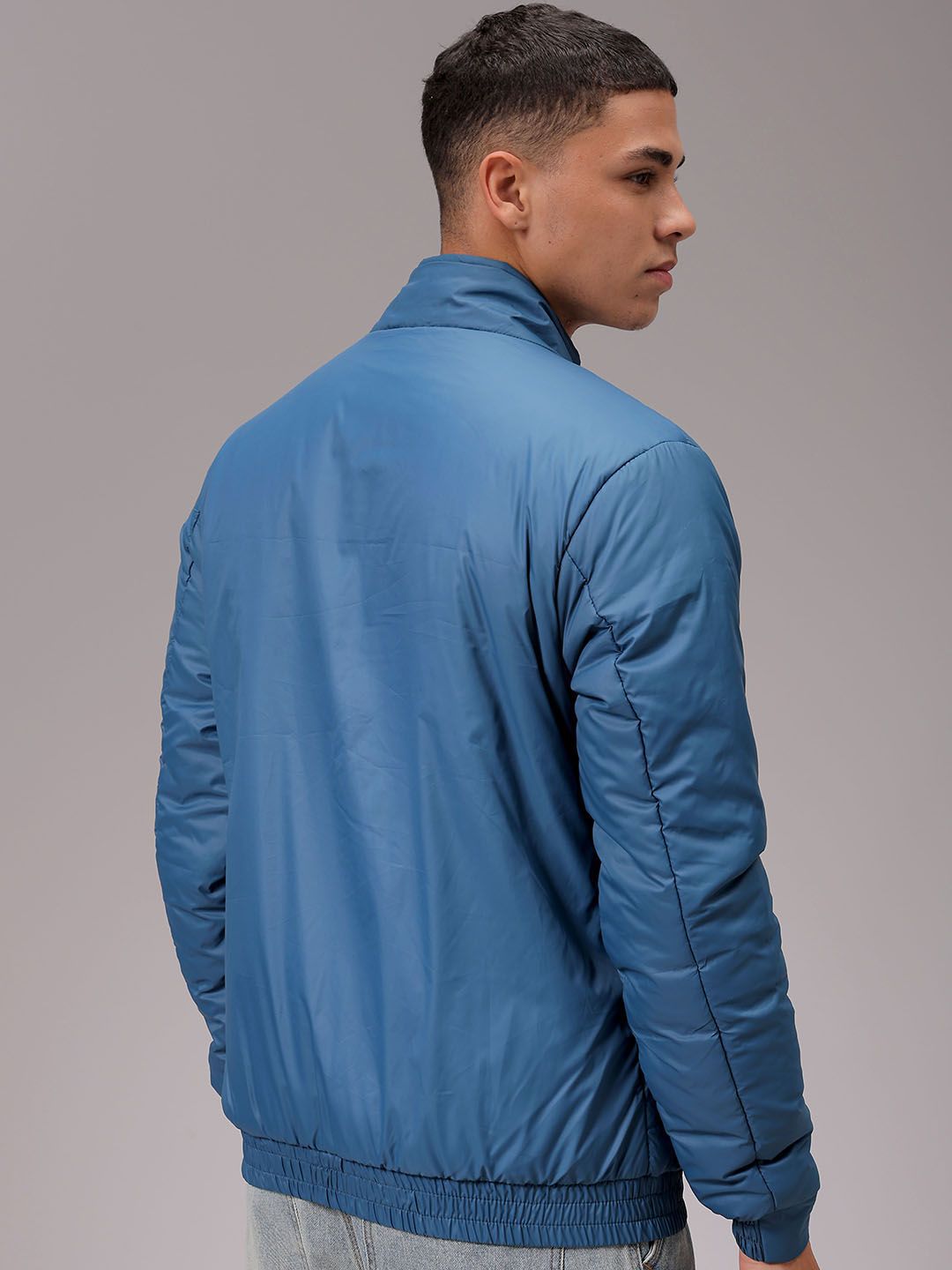 The Indian Garage Co Men High Neck Solid Revesible Bomber Jacket