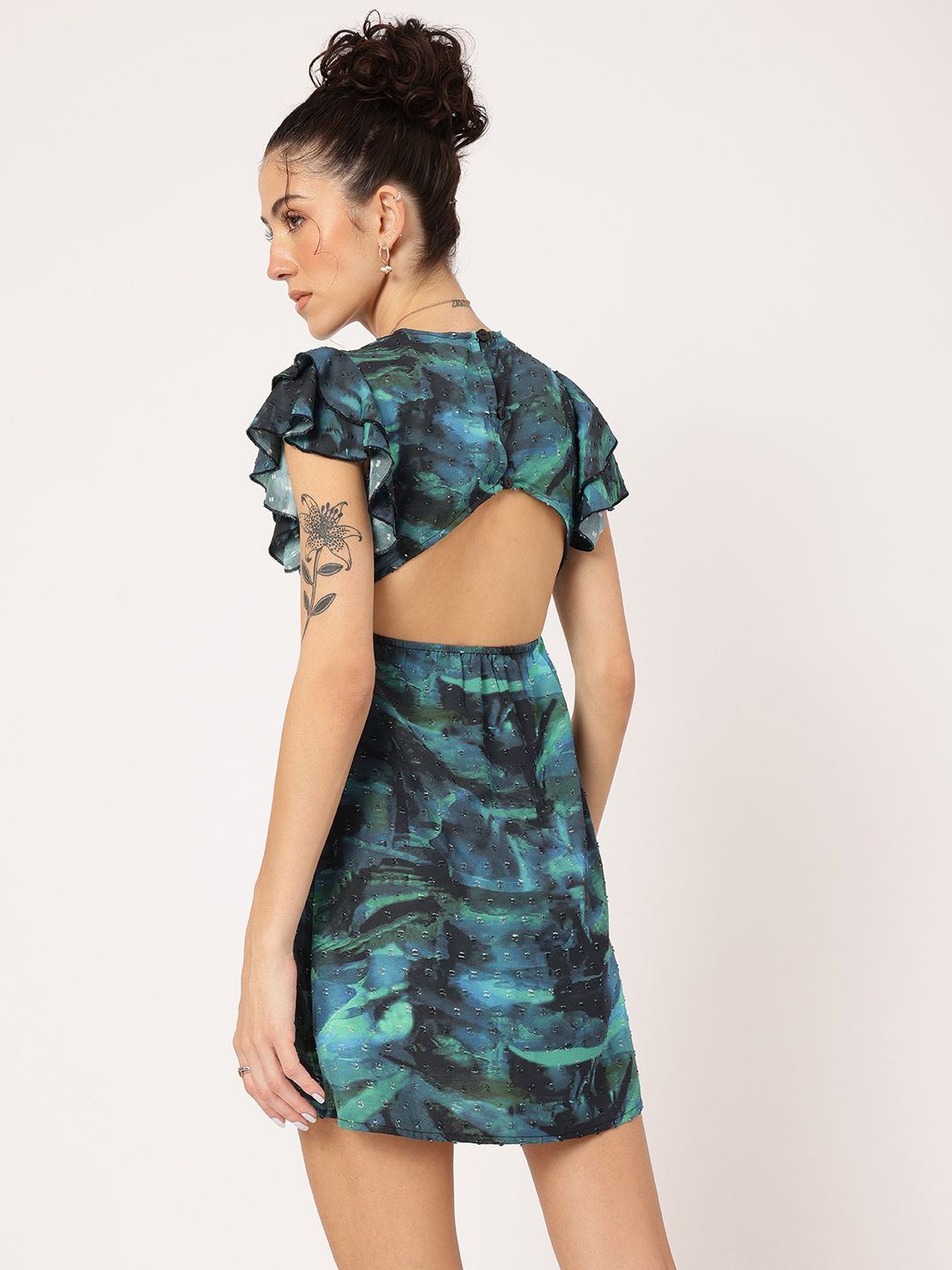 DressBerry Cyber Chic Dobby Weave Styled Back Sheath Mini Dress