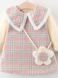 YK Checked Fit & Flare Dress
