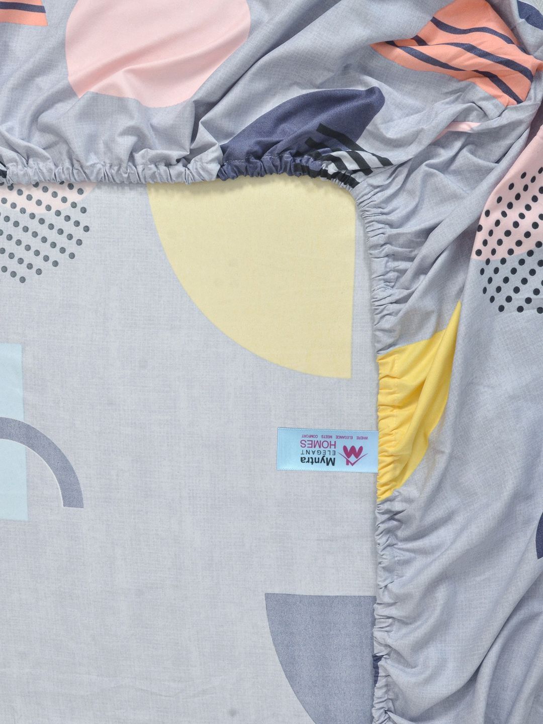 Myntra Elegant Homes Grey Geometric 300 TC Set Cadar Double King-2.5mX2.25m