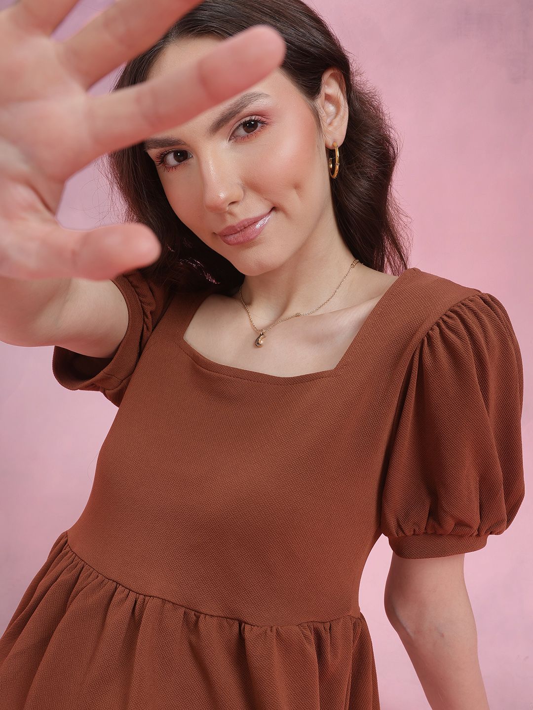 DressBerry Puff Sleeve Peplum Top