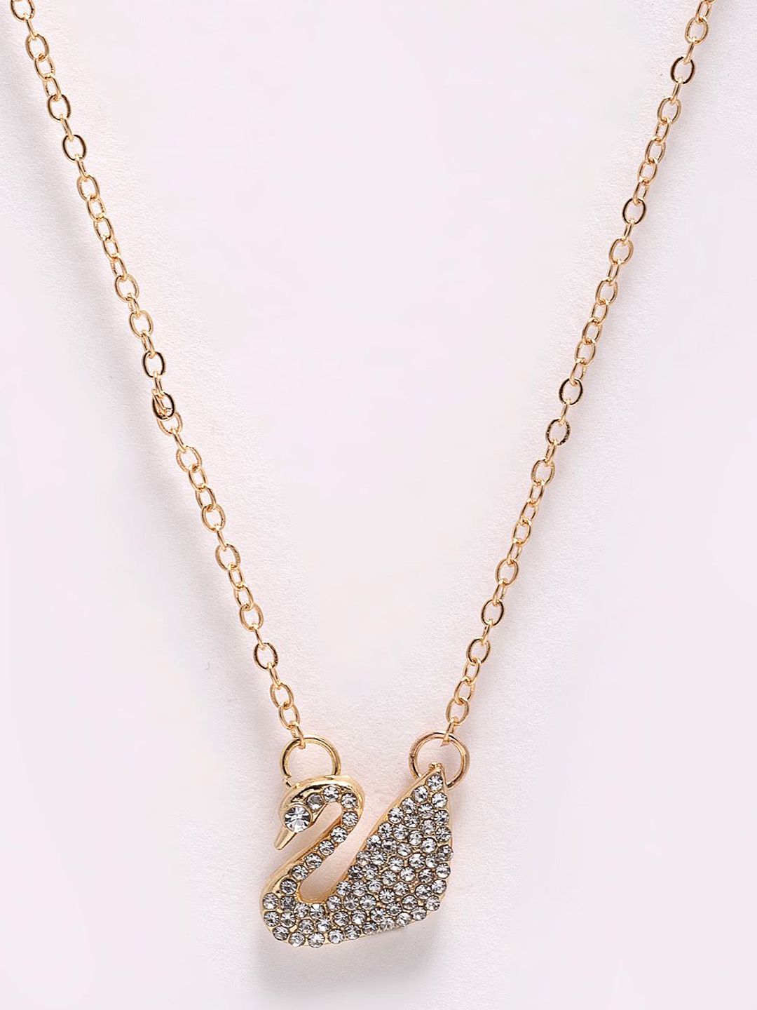 DressBerry Gold Plated Cubic Zirconia Stone Studded Minimal Kalung & Rantai