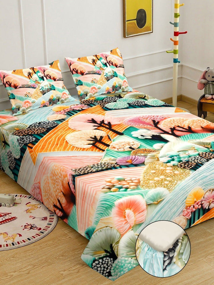 Myntra Elegant Homes Multicoloured 400 TC King Bedsheet with 2 Pillow Covers