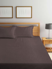 Myntra Elegant Homes Berjalur Coklat 300 TC Set Cadar King-2.50 m x 2.25 m