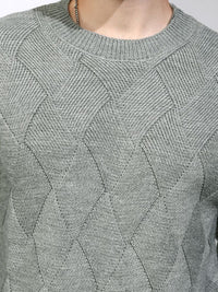 HIGHLANDER Men Self Design Round Neck Long Sleeves Pullover Sweaters
