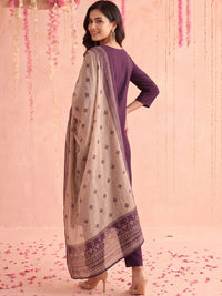 Mamicha Women Ethnic Motifs Embroidered Regular Thread Work Kurta with Trousers & With Dupatta