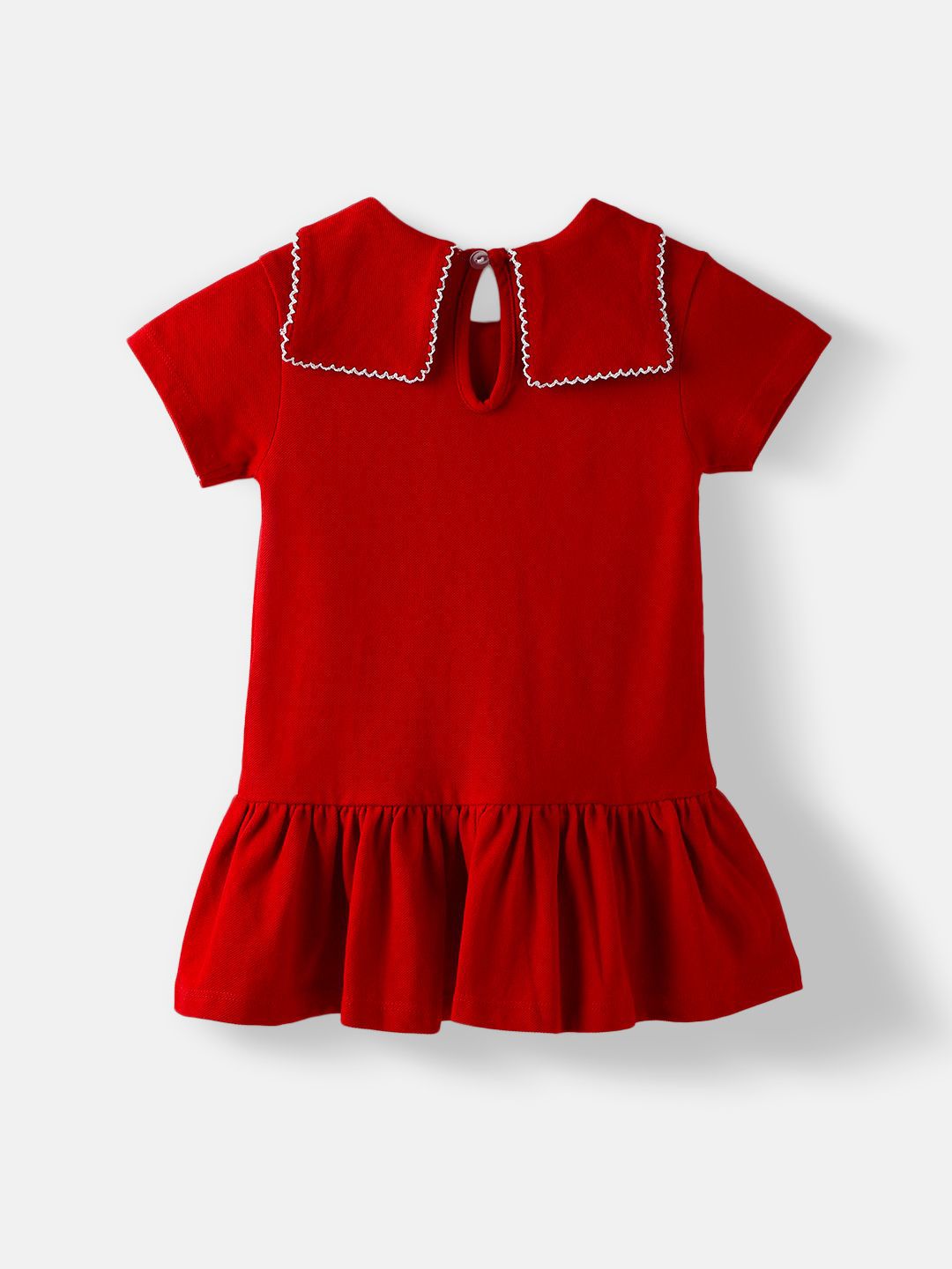 Nauti Nati Girls Cotton Pique Graphic Printed Dress With Bow Collar