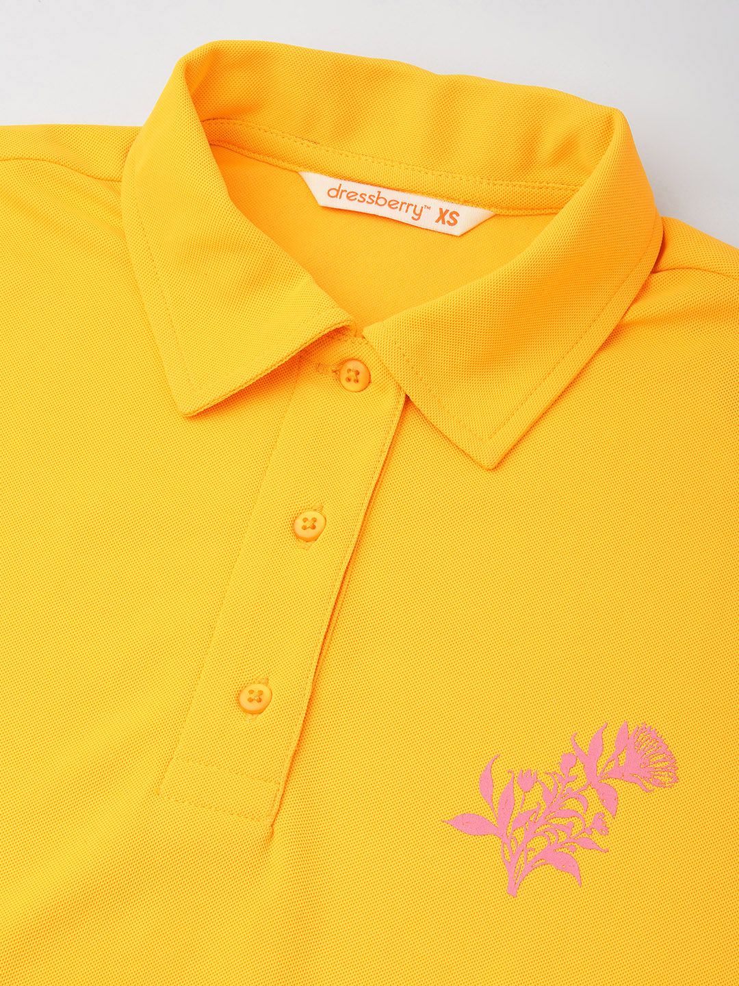 DressBerry Sunny Vibrant Aesthetic Boxy Polo Collar Crop T-shirt