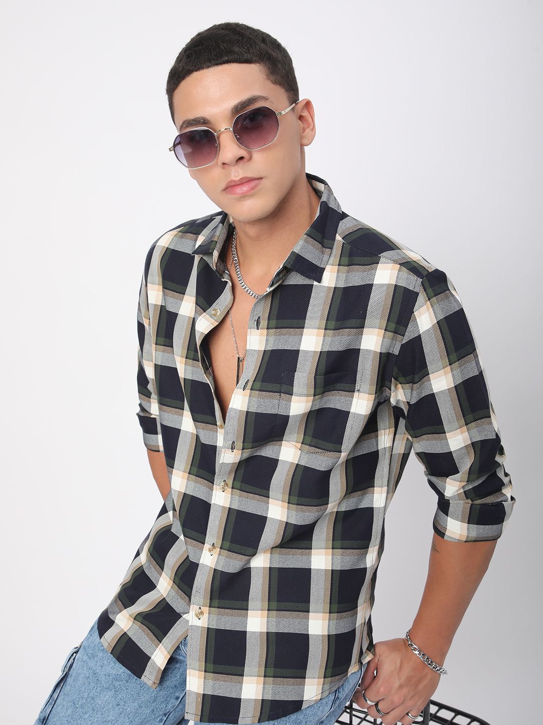 VASTRADO Men Classic Slim Fit Tartan Checks Opaque Checked Casual Shirt