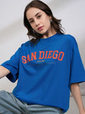Street By Tokyo Talkies  Women Oversized Chest Printed T-Shirt