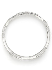 KARATCART Set Of 2 Sliver Plated CZ Studded Bangles