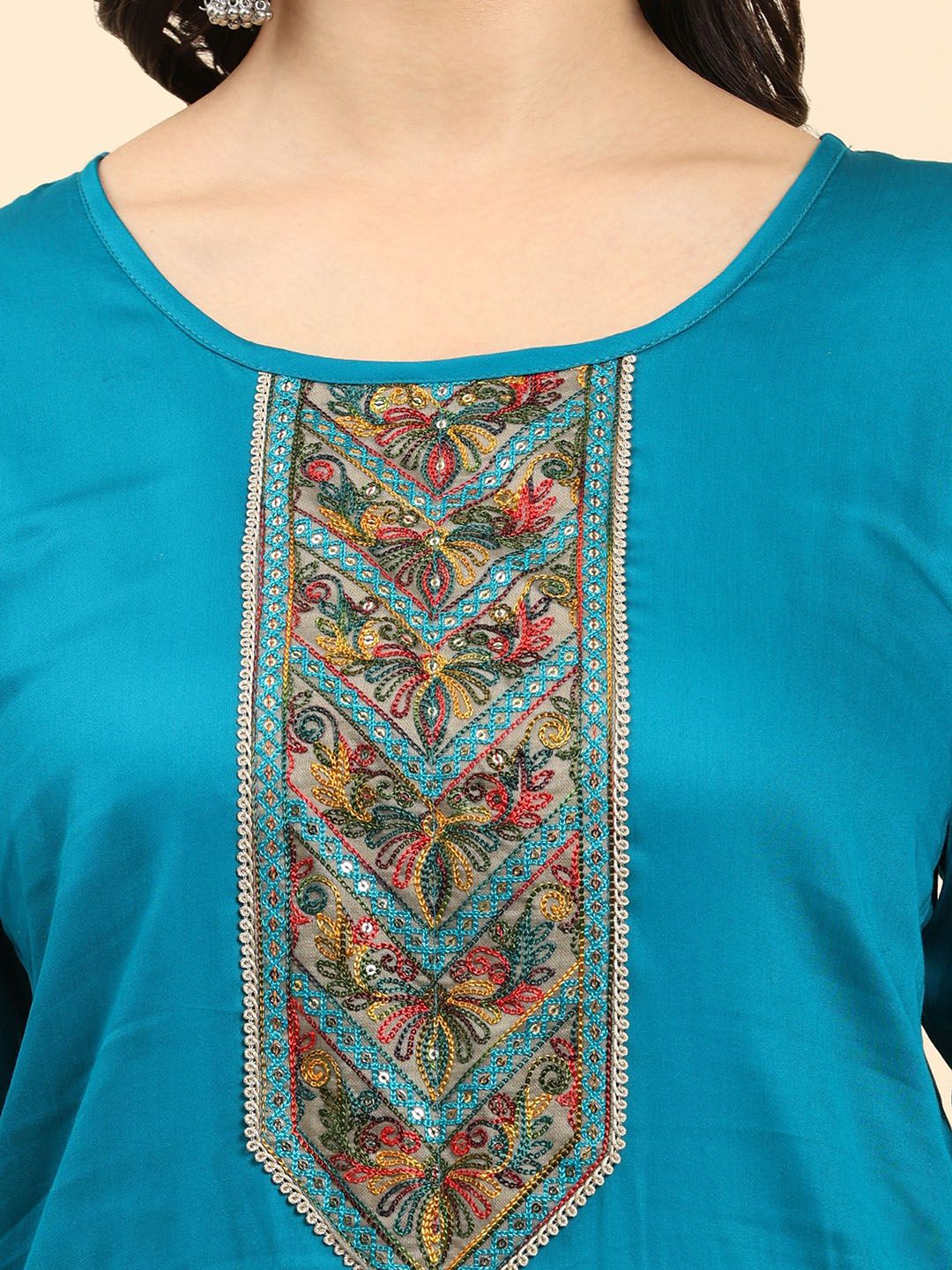 Mamicha Women Yoke Design Regular Pure Cotton Kurta with Palazzos & With Dupatta