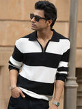 Powerlook Men Striped Polo Collar Cotton T-shirt