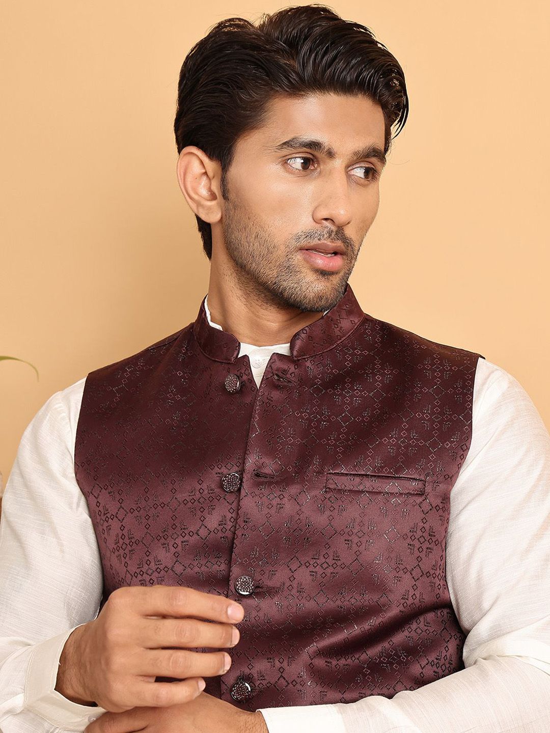 Anouk Woven Design Nehru Jacket