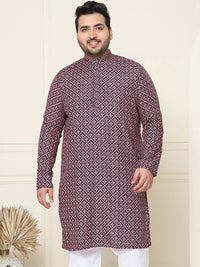 SOJANYA PLUS Ethnic Motifs Printed Band Collar Pure Cotton Straight Kurta