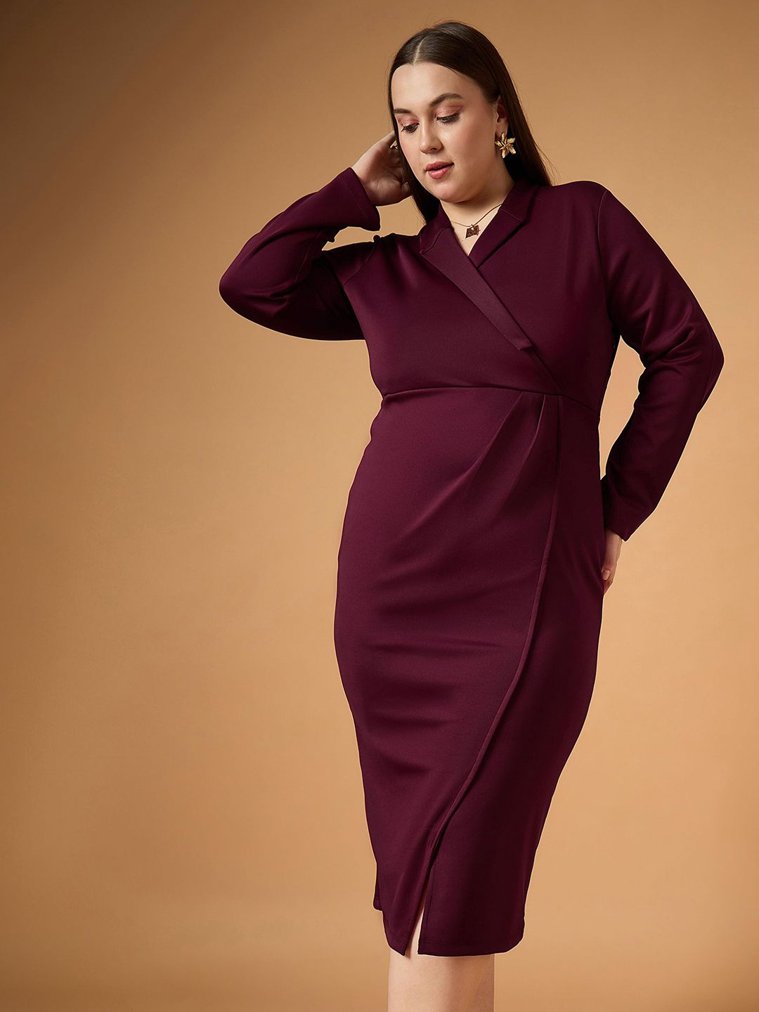 SASSAFRAS Curve Scuba Bodycon Midi Dress