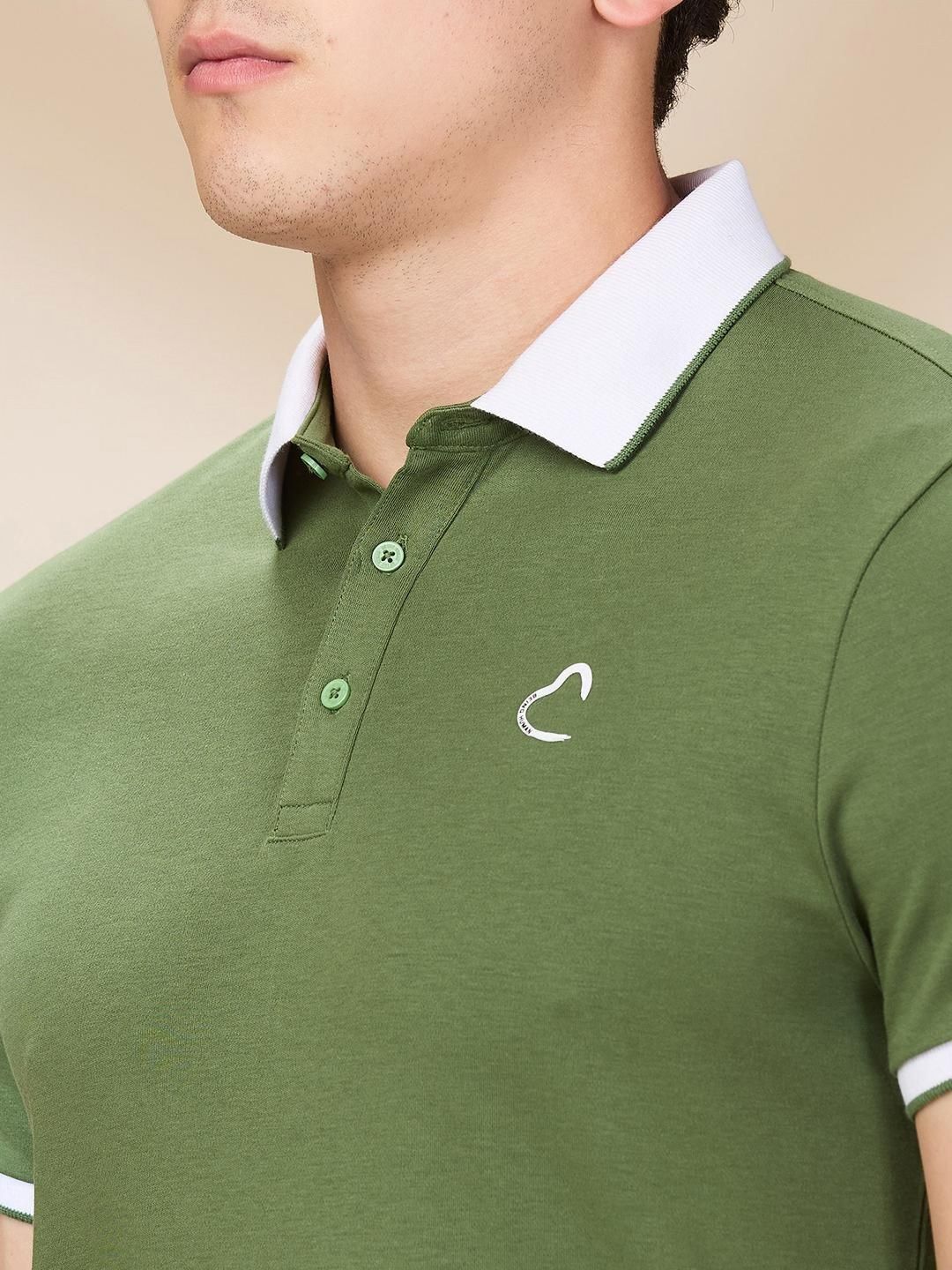 Being Human Men Solid Polo Collar Cotton Slim Fit T-shirt