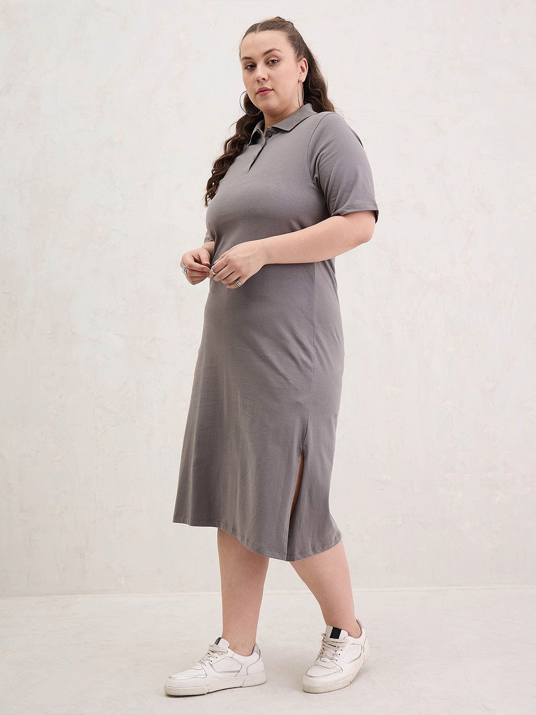 SASSAFRAS Curve T-shirt Midi Dress
