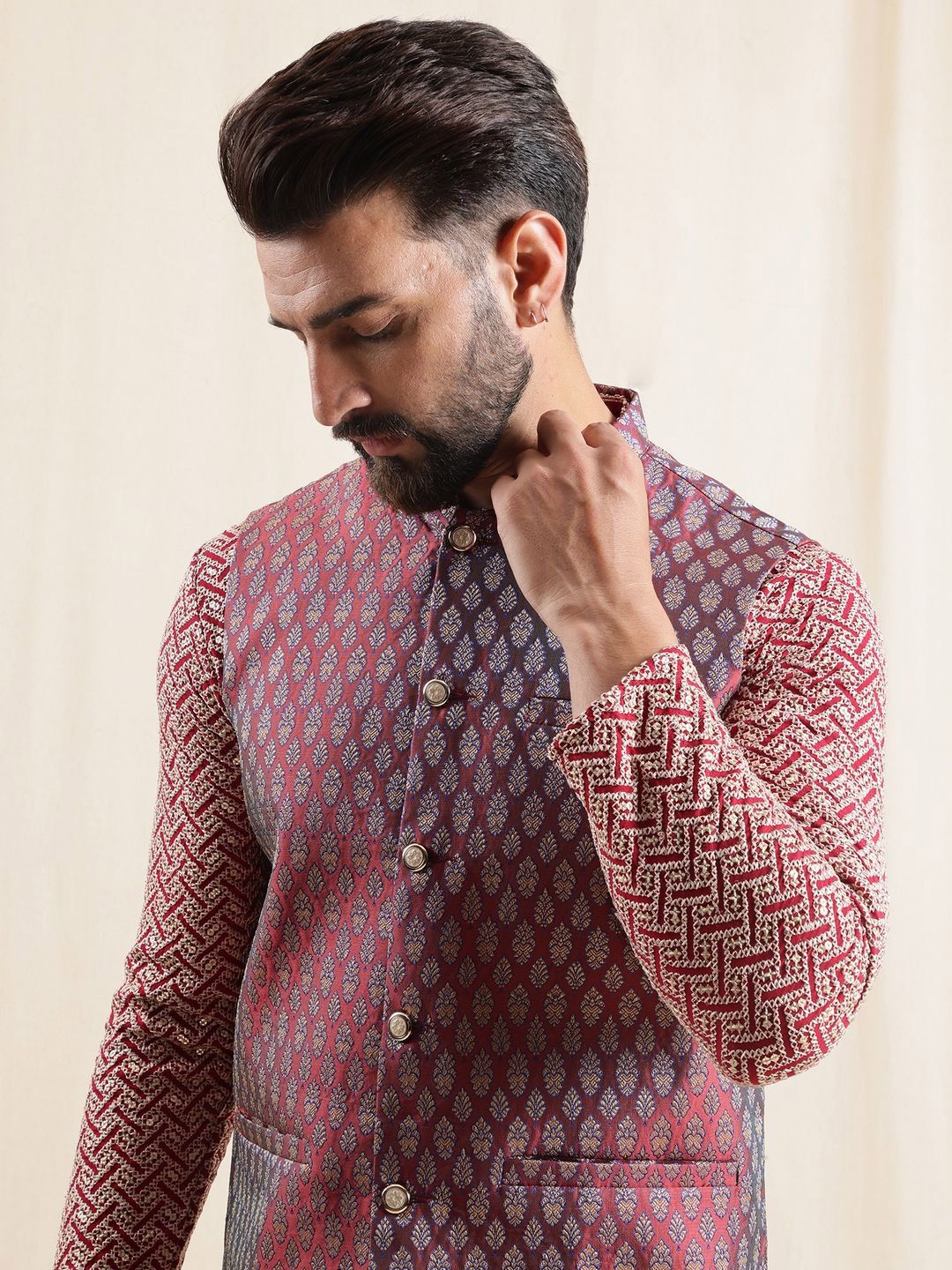 Anouk Men Ethnic Motifs Embroidered Regular Pure Cotton Kurta with Pyjamas