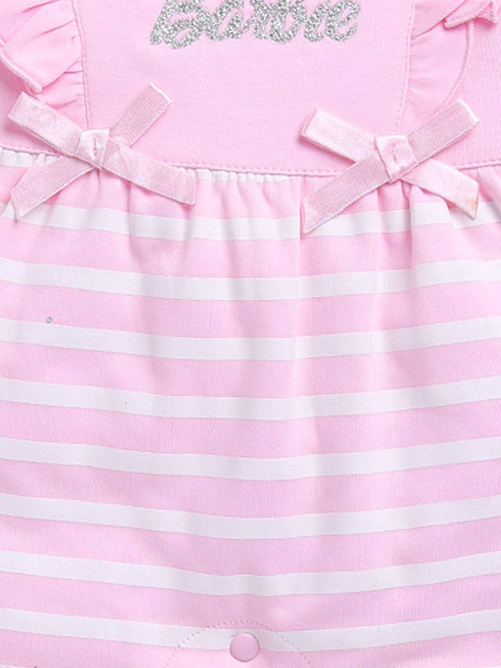 Moms Love Infants Girls Striped Pure Cotton Rompers With Ruffle Detail