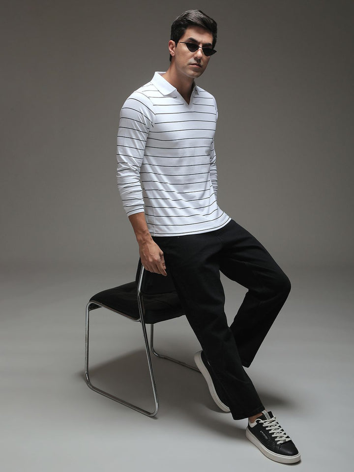 DILLINGER Men Regular Long Sleeve Polo Striped Tshirt