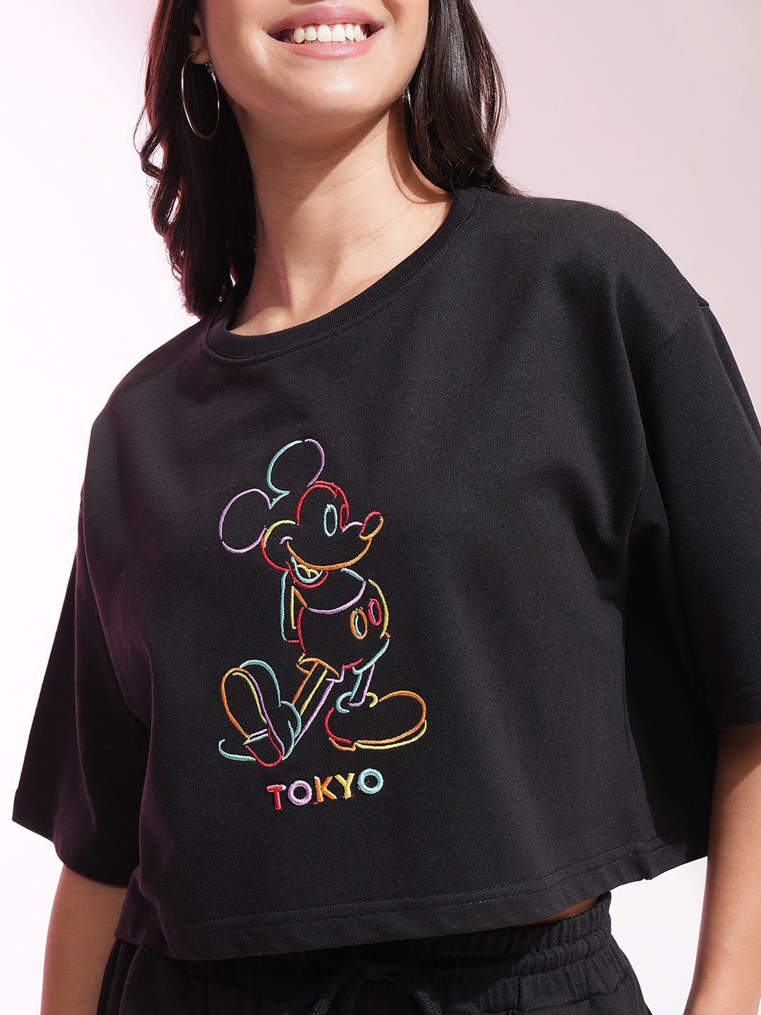 Tokyo Talkies Disney Mickey Mouse Embroidered Tshirt & Short Set