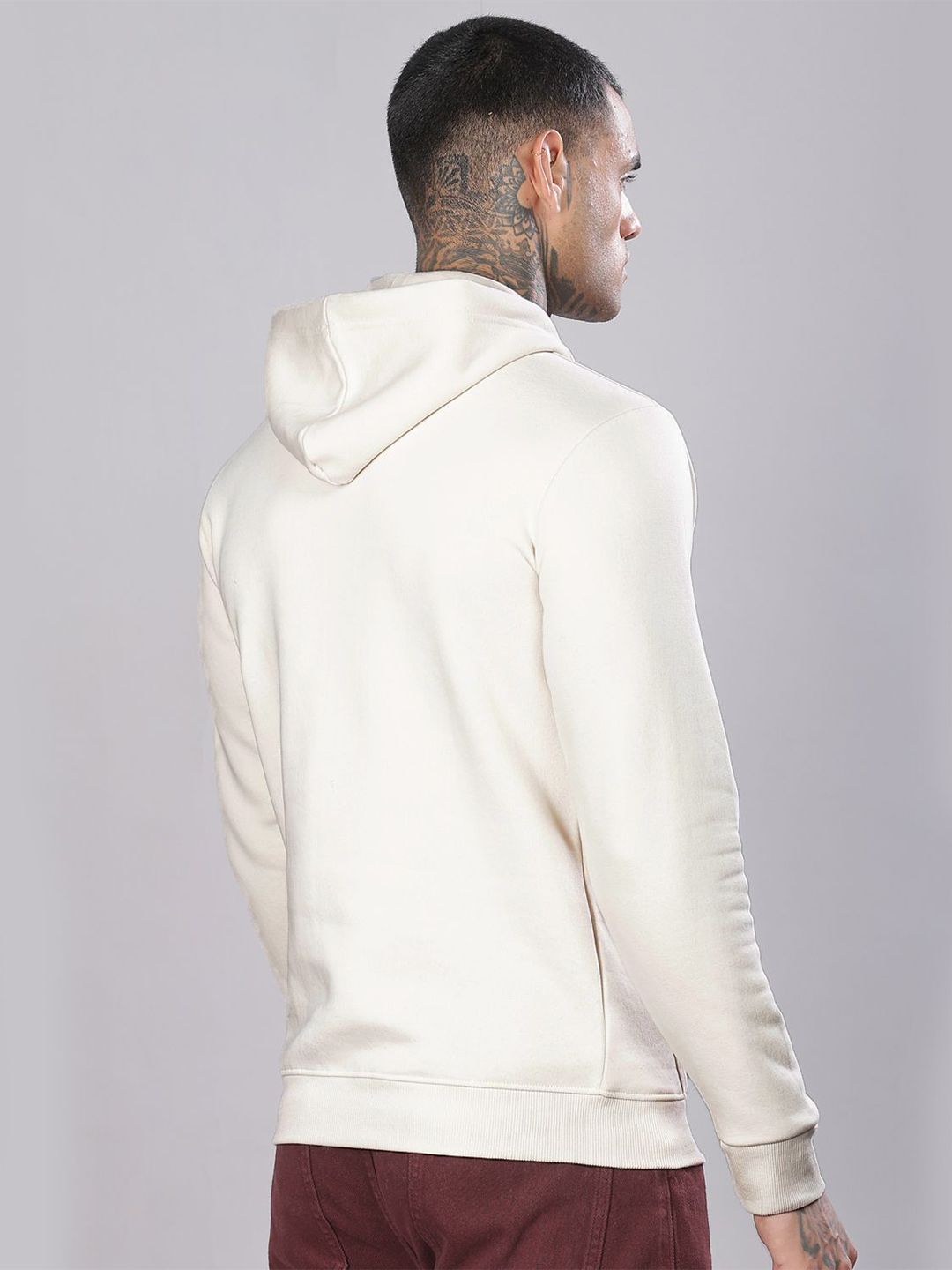 ADRO Men Solid Hood Cotton Pullover Sweatshirt