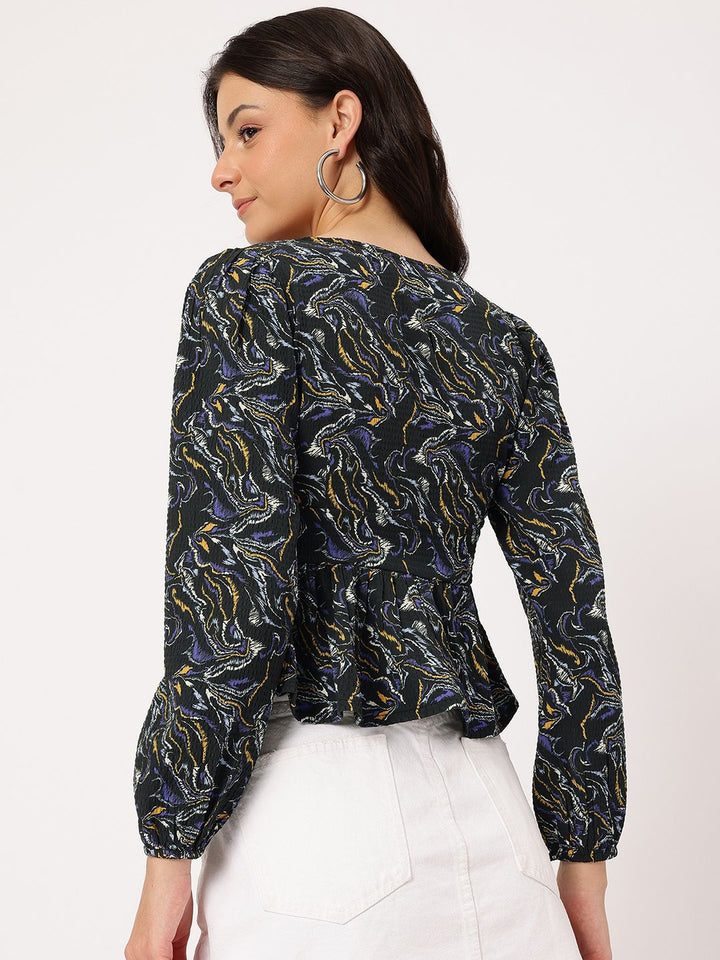 DressBerry Abstract Canvas Peplum Top
