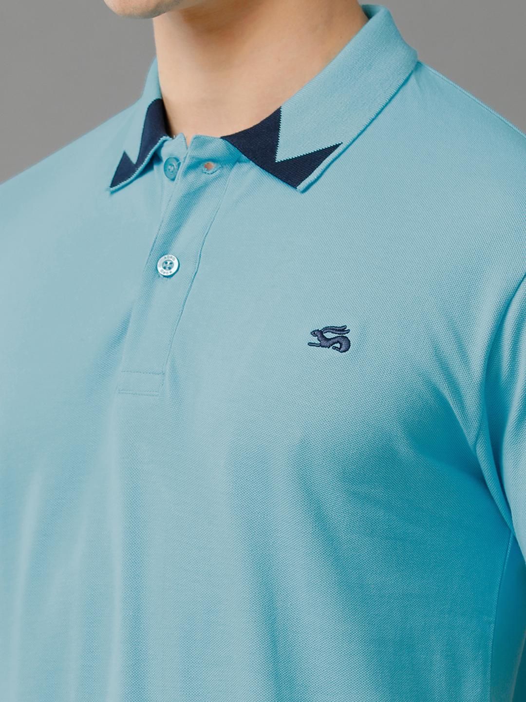 Tshirts ADRO Men Turquoise Blue Cotton