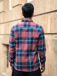 Powerlook Men Tartan Checked Button-Down Collar Cotton Casual Shirt