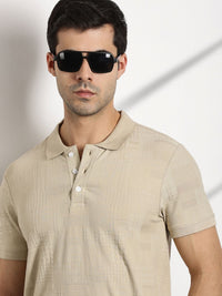 Thomas Scott Men Textured Polo Collar Regular Fit T-shirt
