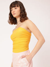 DressBerry Sunshine Style Textured Knit Smocked Bandeau Top