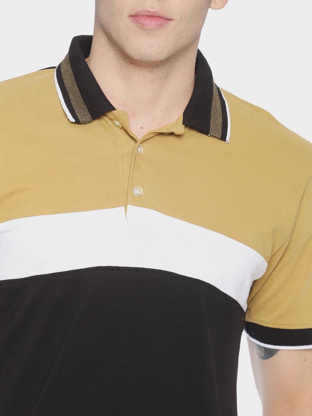 ADRO Men Colourblocked Polo Collar T-shirt