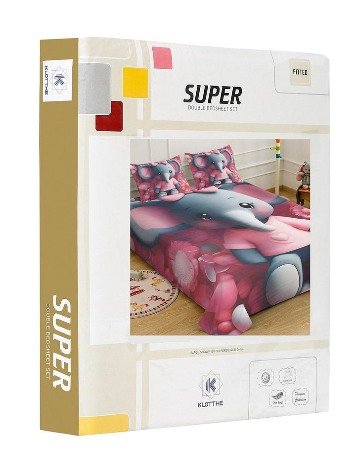 KLOTTHE Red Animal Printed 400 TC King Superfine Bedsheets