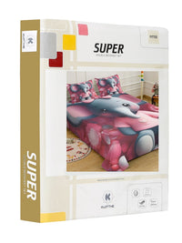 KLOTTHE Red Animal Printed 400 TC King Superfine Bedsheets