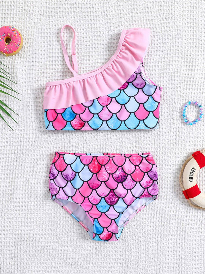 YK Girls Printed Sleeveless Swimset