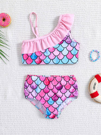 YK Girls Printed Sleeveless Swimset