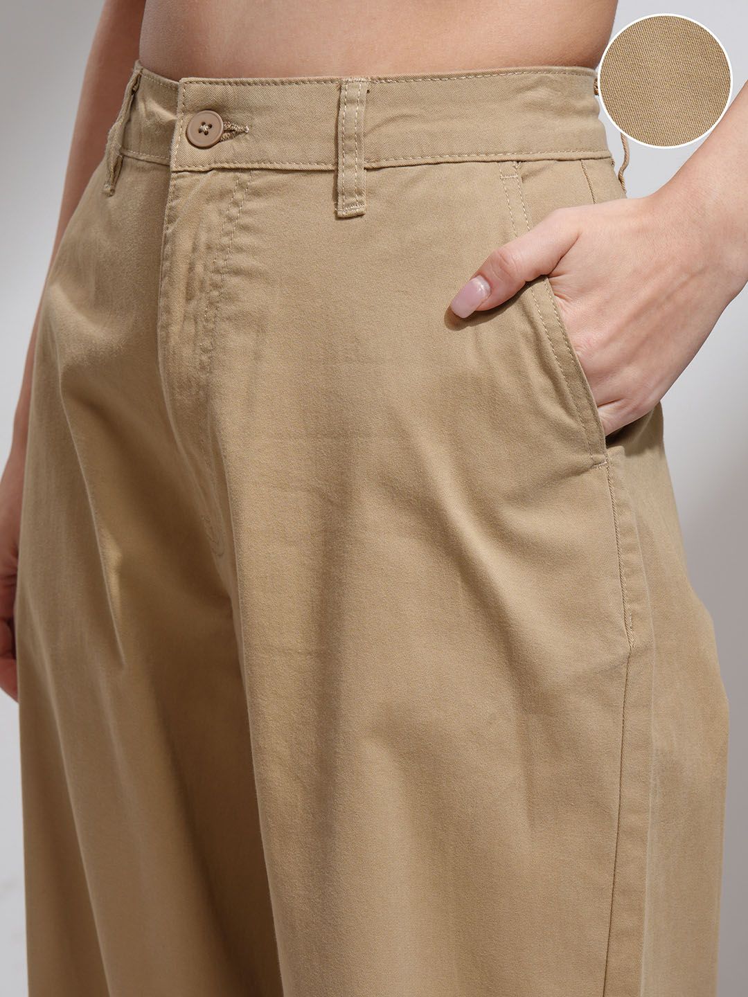 Street By Tokyo Talkies Women Regular Fit Mid-Rise Cotton Wide Leg Trouser